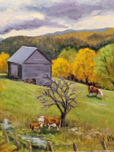 Cows in Autumn Light by Emily Burkholder